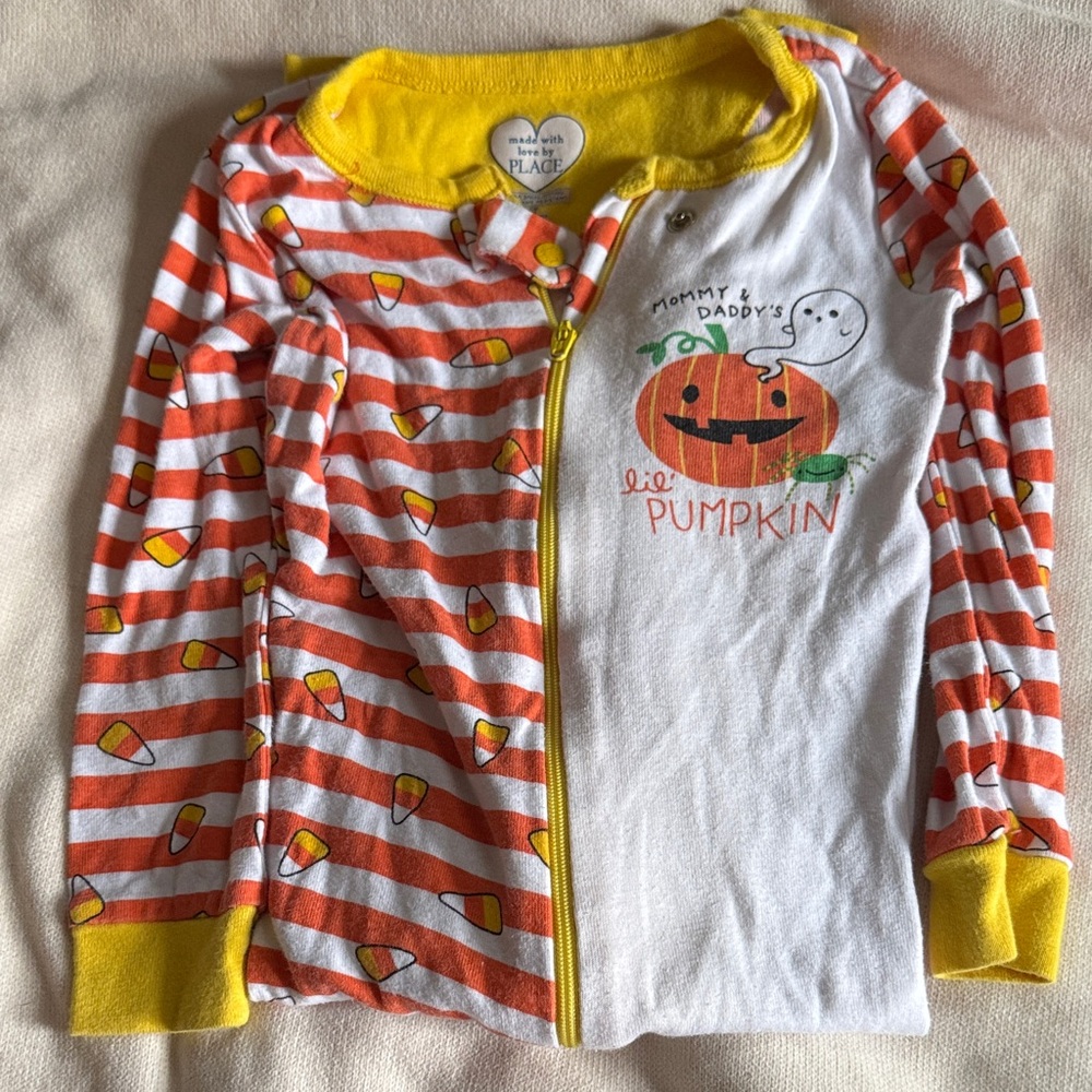 Striped Halloween Pumpkin Onesie